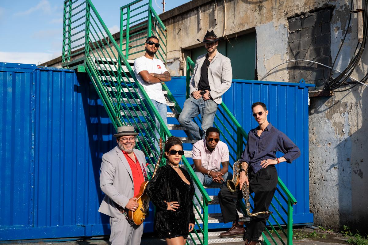 The Blues Odyssey photographed on a stairwell